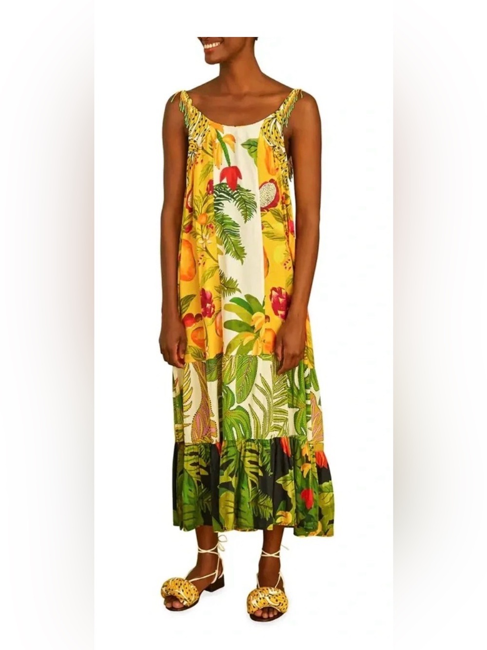 FARM Rio Mixed Prints Patch Maxi Dress